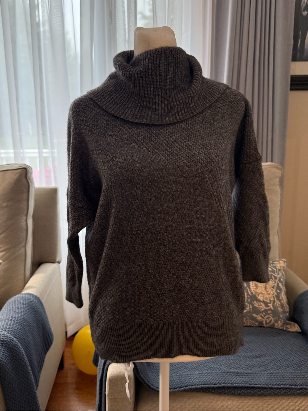 LOFT Dark Gray Cowl Neck Knit Sweater